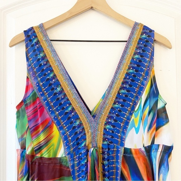 BOSTON PROPER Multicolor Swirl Embellished Maxi Dress Resortwear Vacation - Picture 7 of 12